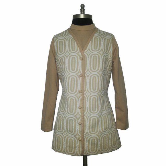 Vtg 60s MOD Geometric Top S - Picture 1 of 7